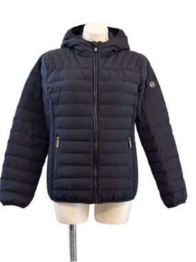Women's Michael Kors ULTRA LIGHT WEIGHT DOWN Puffer Jacket in Dark Blue L
